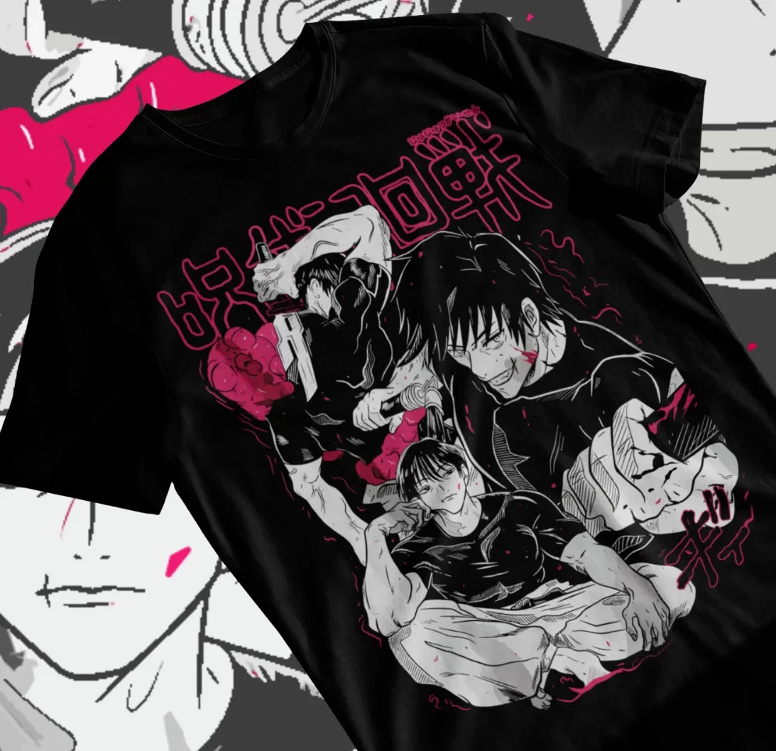 Jujutsu Kaisen Fushiguro Toji T-shirt Anime Horror Black Short Sleeve Soft Tee