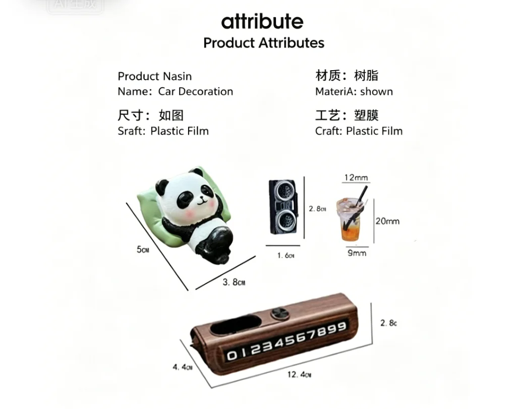 Niedlicher Panda-Autotelefonhalter, Temporäres Parkzeichen, Chinesischer Stil Armaturenbrett-Dekoration, Kreatives Geschenk für Männer und Frauen – Detail 4
