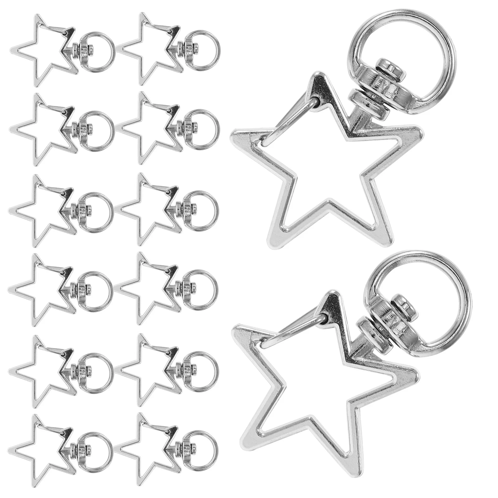 

50 Pcs Pentagram Keychain Alloy High-end Holder Business Star Shape Metal Keyring