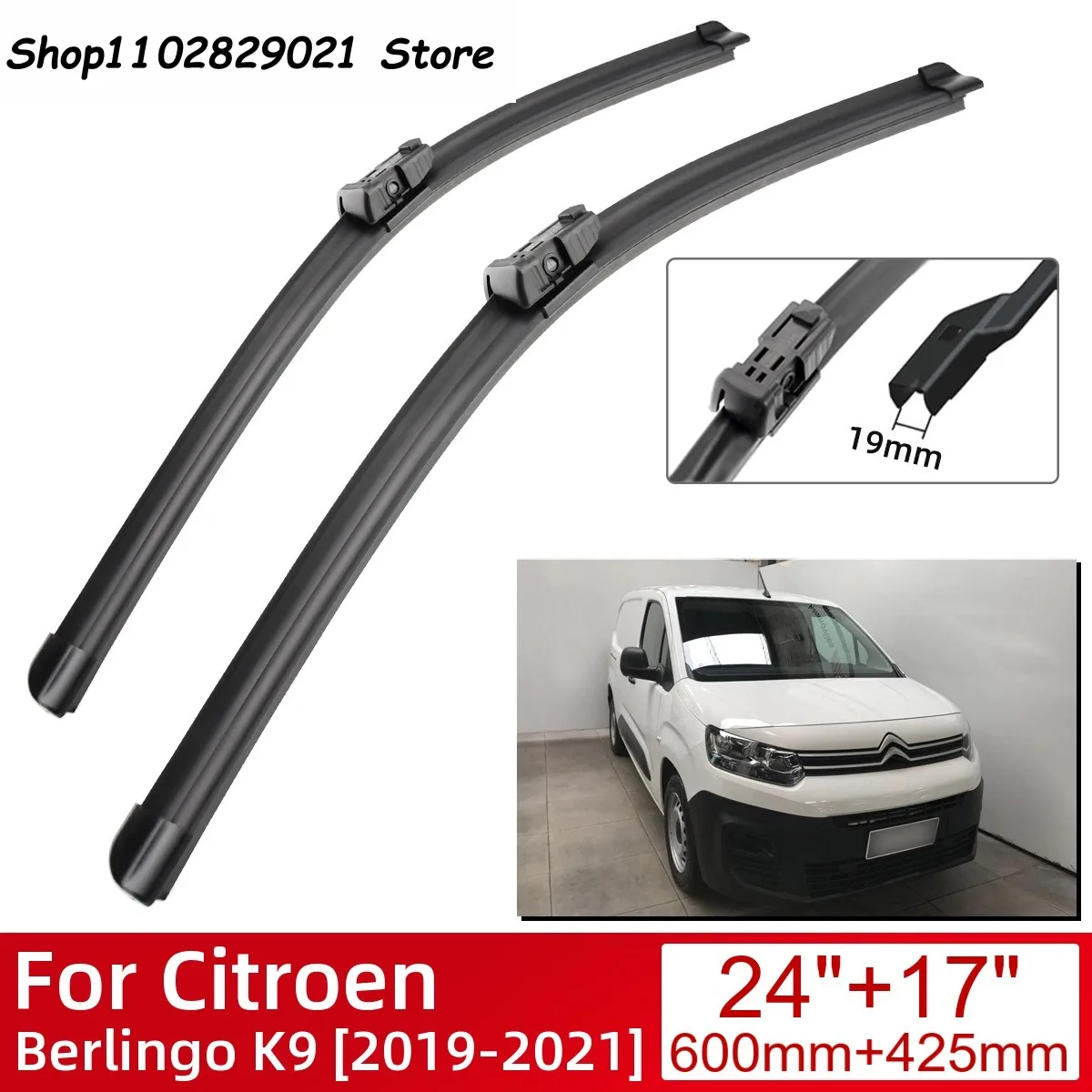 

For Citroen Berlingo K9 2019-2021 Car Accessories Front Windscreen Wiper Blade Brushes Wipers 2021 2020 2019