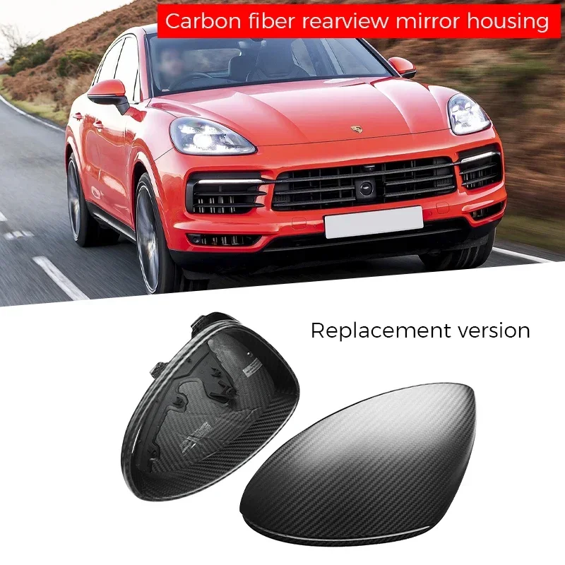 

2PCS Car Dry Carbon Fiber Replace Rearview Mirror Cover for Porsche Cayenne 2018-up (Right-hand Drive)