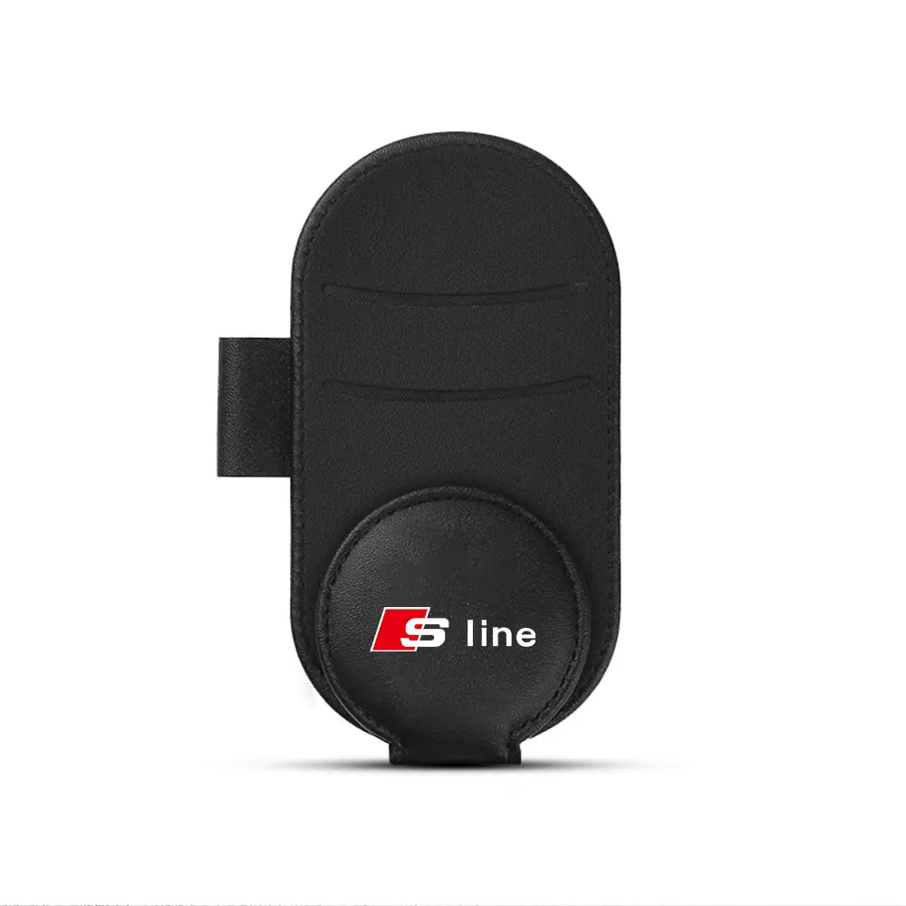 Auto-Sonnenblenden-Brillenhalter aus Leder, Karten- und Sonnenbrillenhalter, Ventilkappe für Audi Sline TT C2 A4 B5 A6 S7 C8 RS3 RS4 B3 Q5 Q7 Quattro