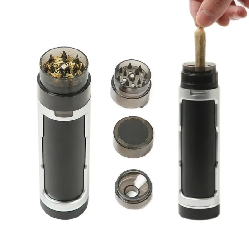 SMO Plastic Dry Herb Grinder with Storage Tobacco Tube 3 in 1 Cone Rolling Paper Filling Machine Grass Smoking Pipe Accessories