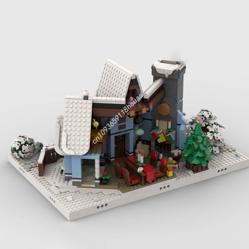 705 قطعة MOC الشتاء قرية عرض مجموعة سانتا S نموذج بناء هدايا عيد الميلاد كتل العمارة لتقوم بها بنفسك فكرة إبداعية لعبة الطوب