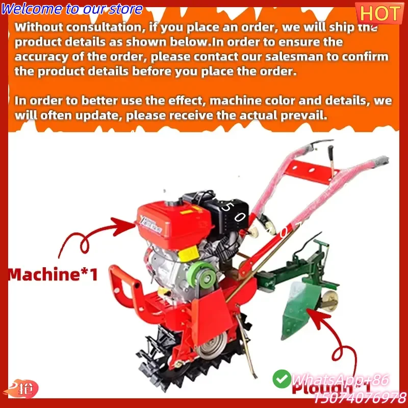 2026 Crawler Chain Track Type Micro-tiller Rotary Tiller Furrowing Ridging Turning Soil Sowing