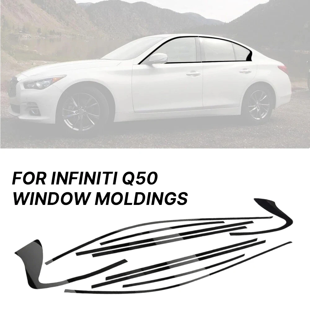 

Для Infiniti Q50 2013-2023 седан, окно автомобиля, хромированные удаленные затемняющие стойки ABC, глянцевые черные наклейки, автомобильные аксессуары