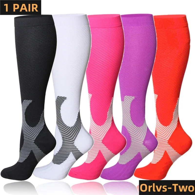 Compression Socks Running Sport Stockings Men Women for Marathon Cycling Football Varicose Veins Cycling Travel Socks 20-30 MMHG