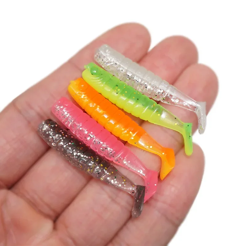 New 10pcs Silicone Soft Lures Piece Artificial Tackle Bait 4cm 1g Goods For Fishing Sea Fishing Rockfishing Swimbait Wobblers