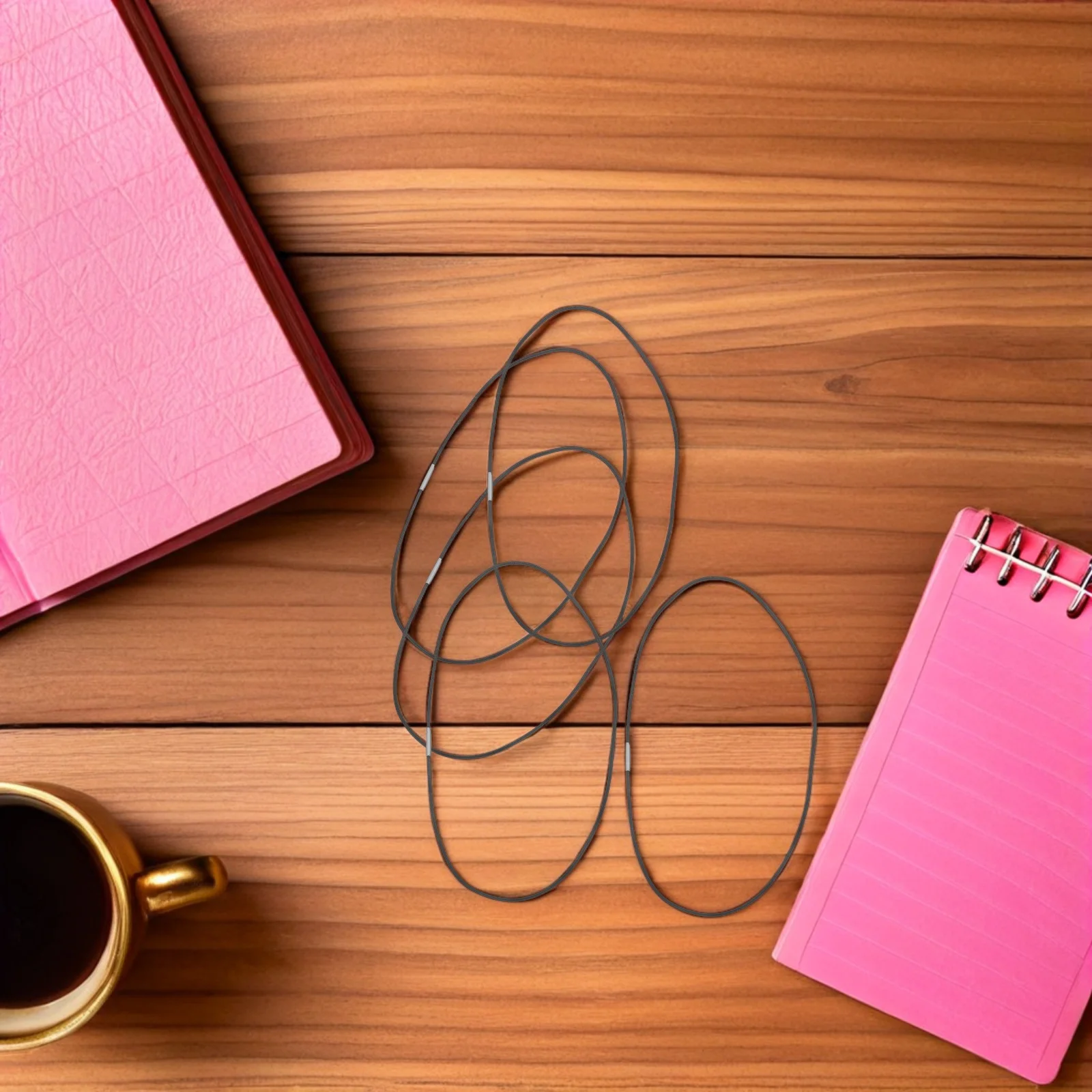 6 قطعة أربطة مرنة سوداء لاستبدال دفتر A5 عبوات قوية قابلة للتمدد من القماش المنسوج إغلاق مجلة ذاتية الصنع #2