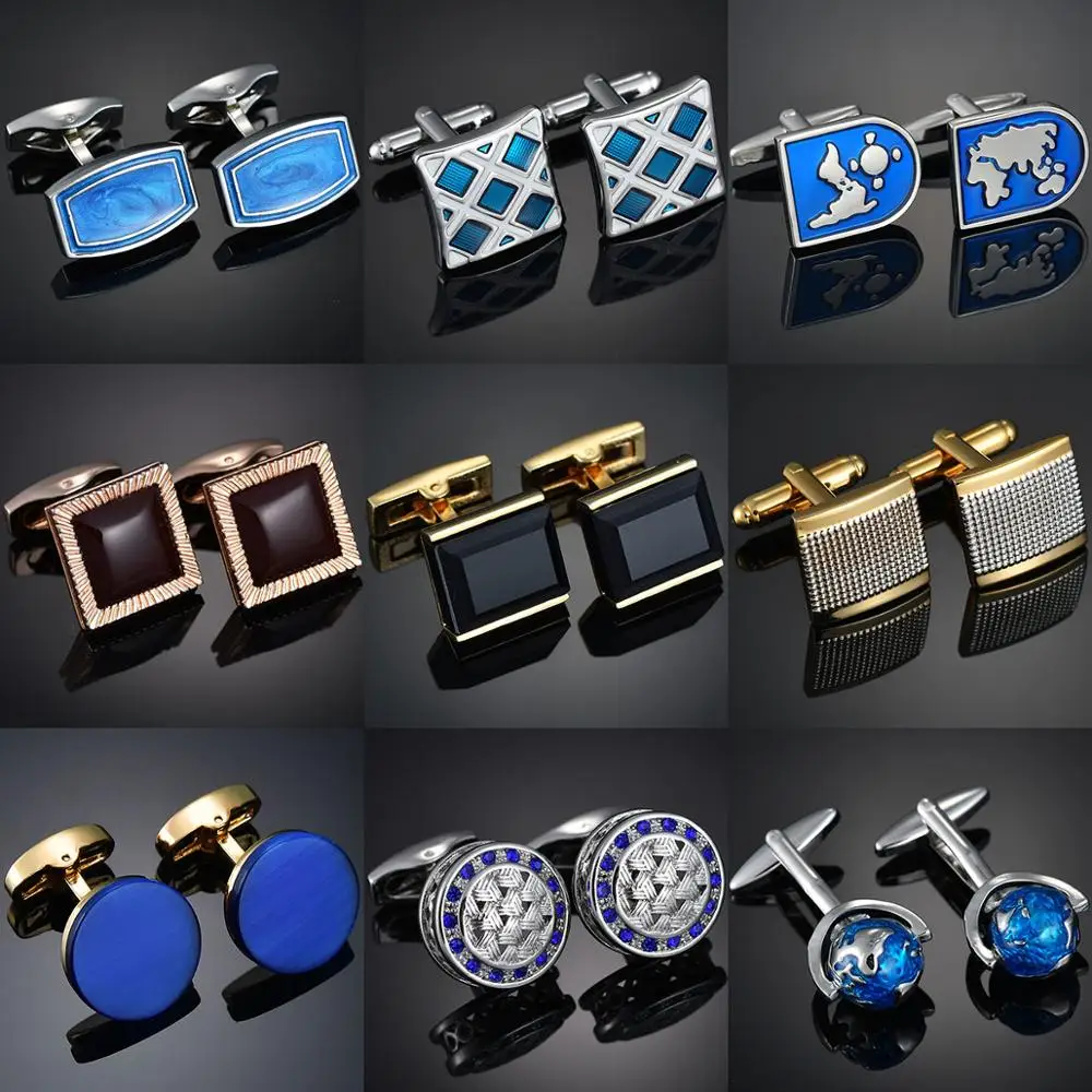 Luxury Shirt Cufflinks for Men Brand Cuff Buttons Gold Crown/Gems Gemelos High Quality Wedding Abotoaduras Jewelry Gift