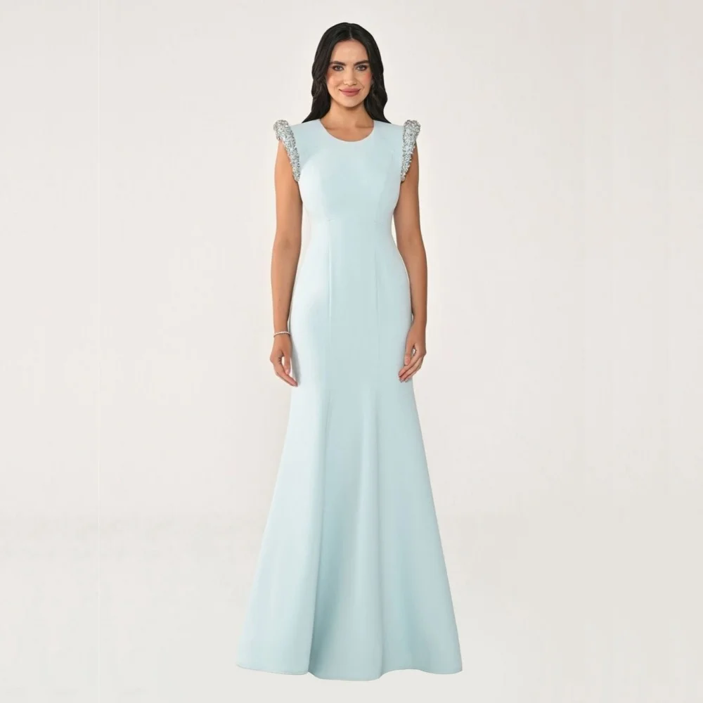 

Индивидуальное Элегантное Вечернее Платье с Круглым Вырезом для Свадебных Торжеств, Блестящее Длинное Платье-Труба Высокого Качества