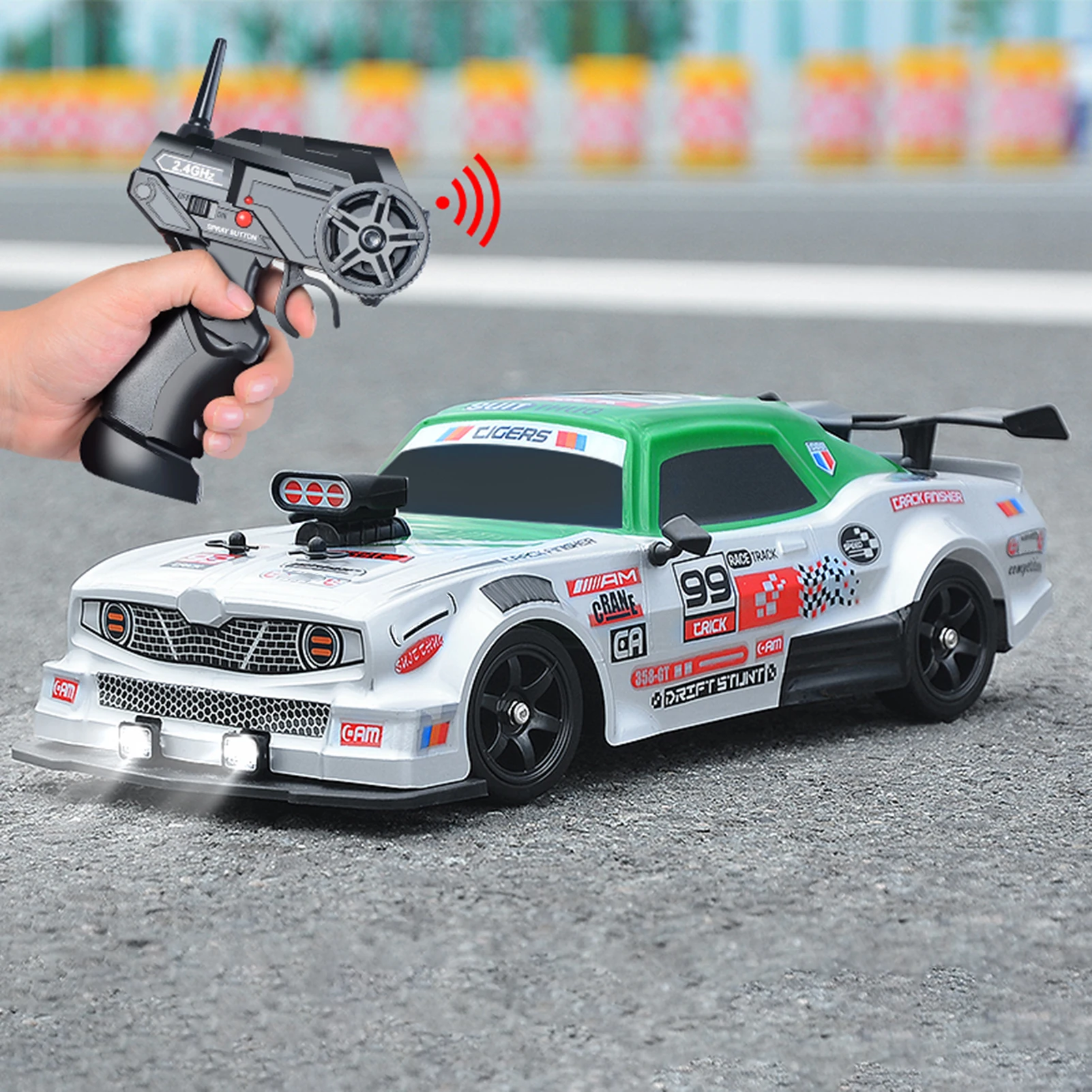 Remote Control Drift Car 1/16 Remote Control Spray Car 2.4GHz 4WD Remote Control Race Car Kids Gift for Kids Boys Girls with LED