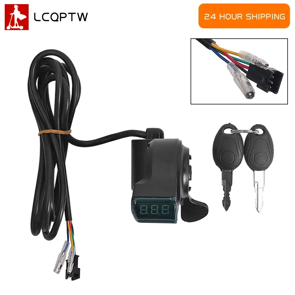 LCD Display Switch Power With Key Lock Thumb Throttle Voltmeter Digital Voltage For Electric Scooter Electric Bicycle Accessory