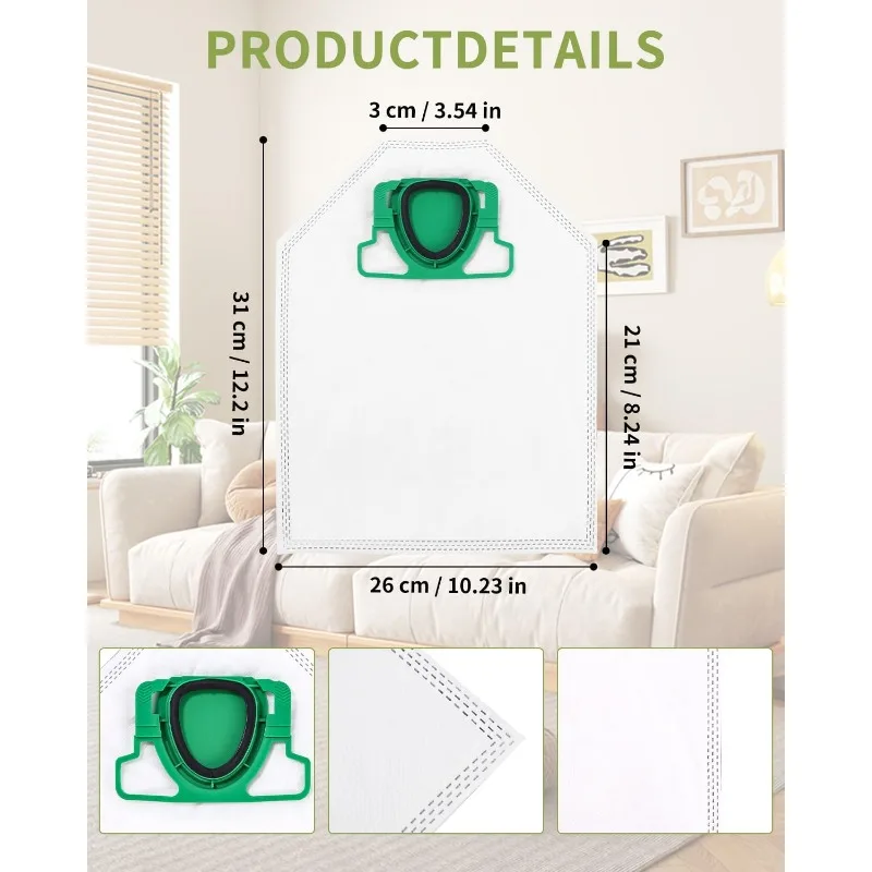 12PCS For Vorwerk Kobold VK200 FP200 Vacuum Cleaner 5‑Layer Microfleece Allergy‑Friendly Replacement Parts Accessories Kit