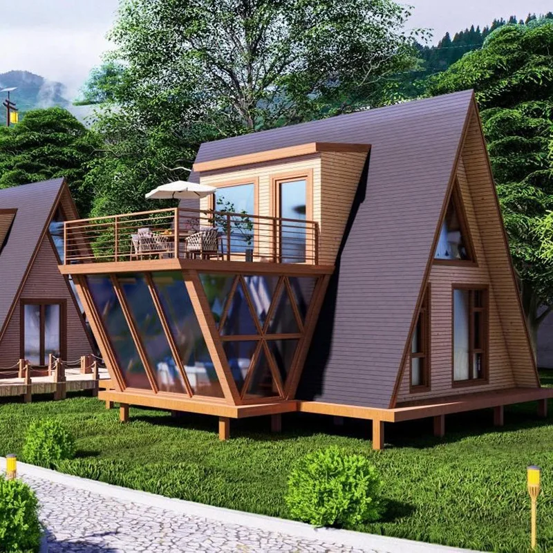 Triangular wooden house mobile assembly bed and breakfast wooden house small apartment villa landscape garden wooden room one ro