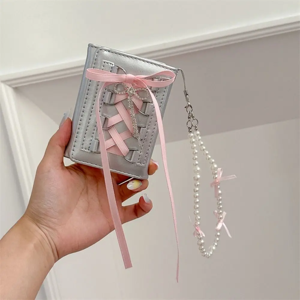 Fashion Y2k Silver Sweet Wallets Strap-on Korean Style Cute Wallet Designer Original Ballet Style Pouch Women Girl