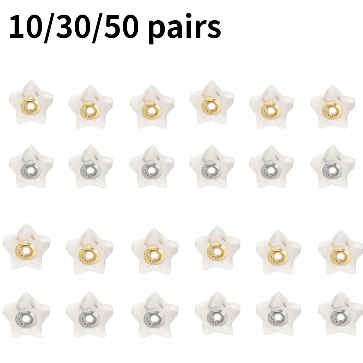 10/30/50 Pairs Star Shaped Magic Earring Lifters Earring Lifts Backs Adjustable Earring Nuts Hypoallergenic Ear Lobe Support New