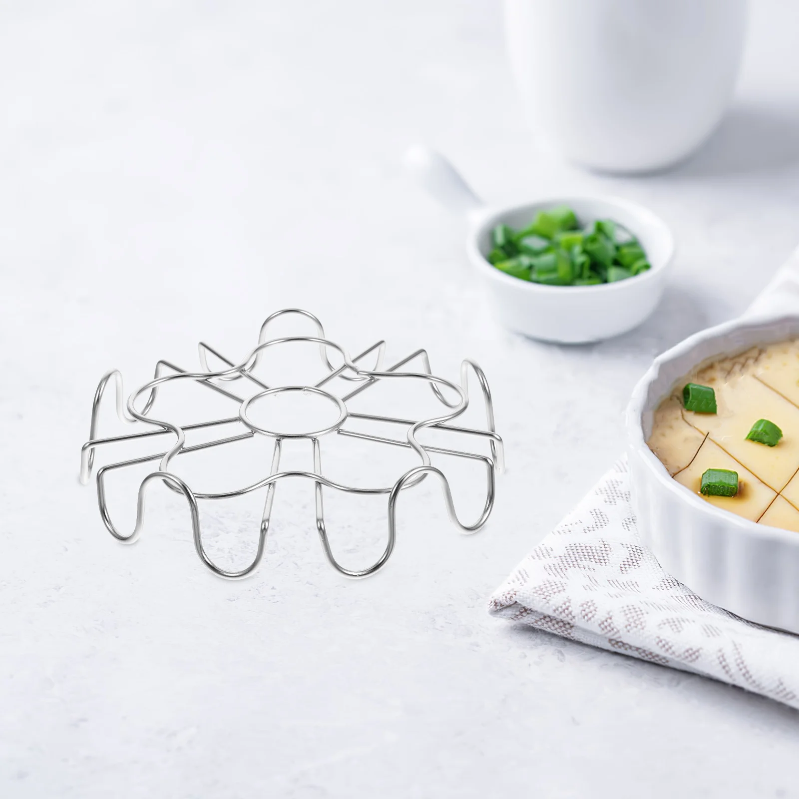 

Stainless Steel 304 Steam Rack Multipurpose Egg Steamer Rack Kitchen Steaming Holder for Eggs Fish Vegetables Egg Steamer Tray