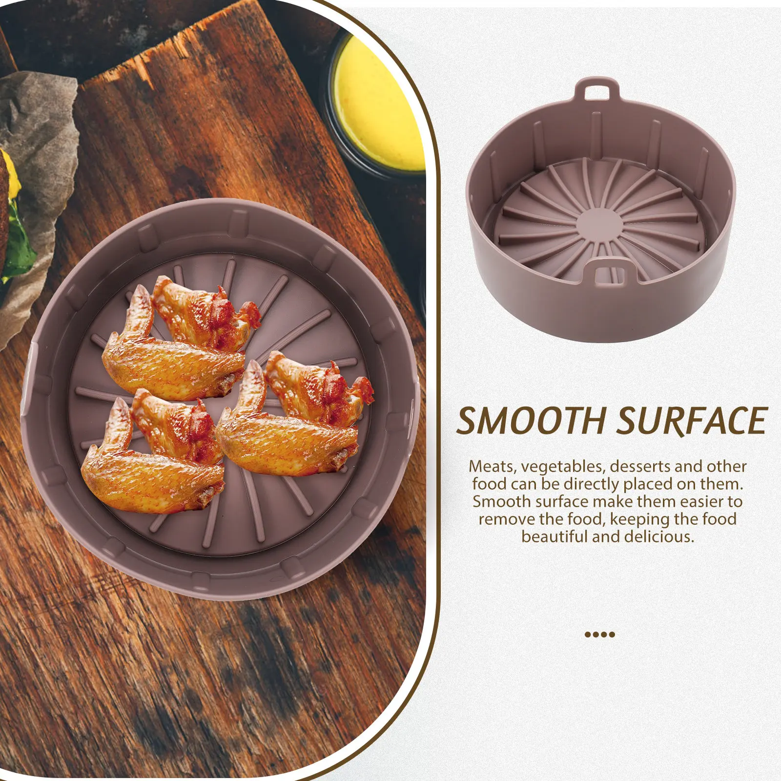 Forro de Silicone Reutilizável Premium de Grau Alimentício para Fritadeira de Ar, Antiaderente, Fácil de Limpar, Tapete de Cozimento, Acessório para F