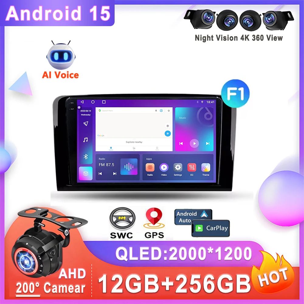 Car Radio Android 15 For Mercedes Benz ML GL ML350 GL320 X164 2005 - 2009 Stereo Multimedia Player No 2din DVD Player Navigation