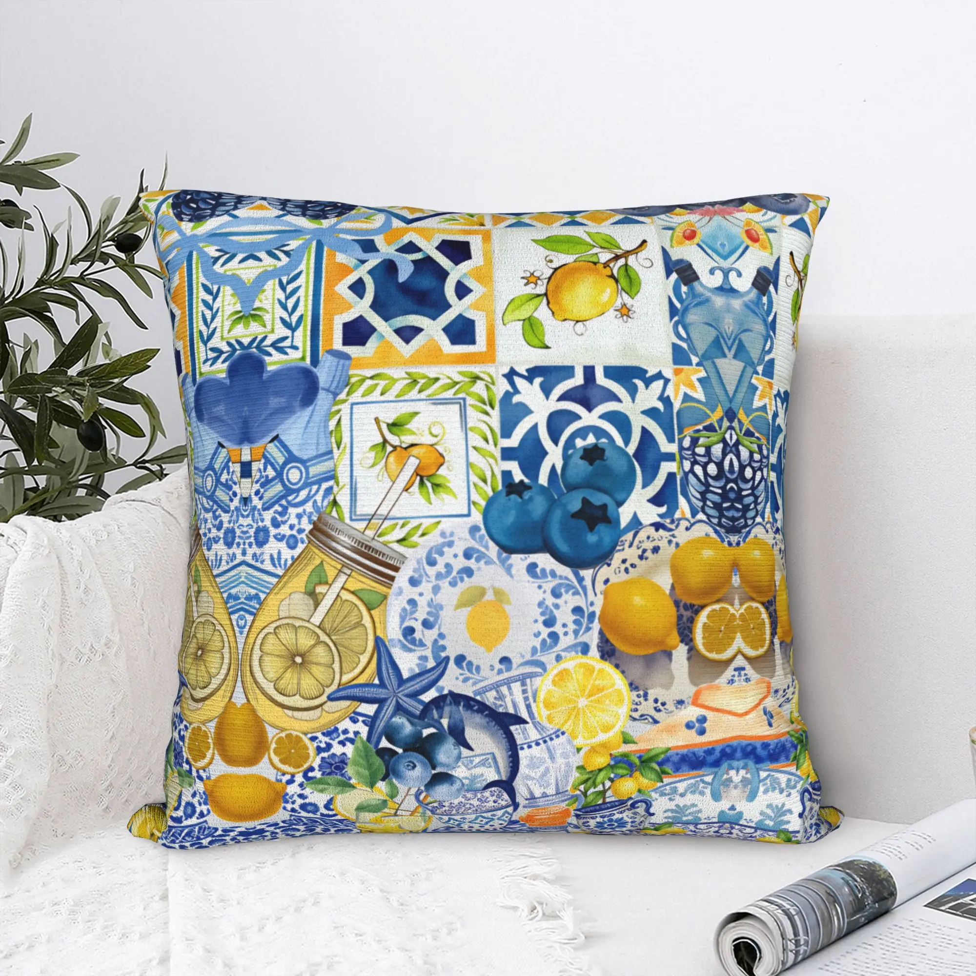 Fruit Lemon  Pillow Case  Retro Trendy Pillow Cover Print Pillowcases For Sofa Bedroom Home Decor