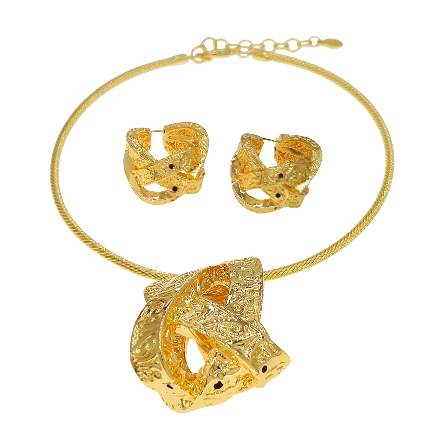 New gold-plated African jewelry for women's wedding party necklaces and earrings, as well as daily gathering accessories