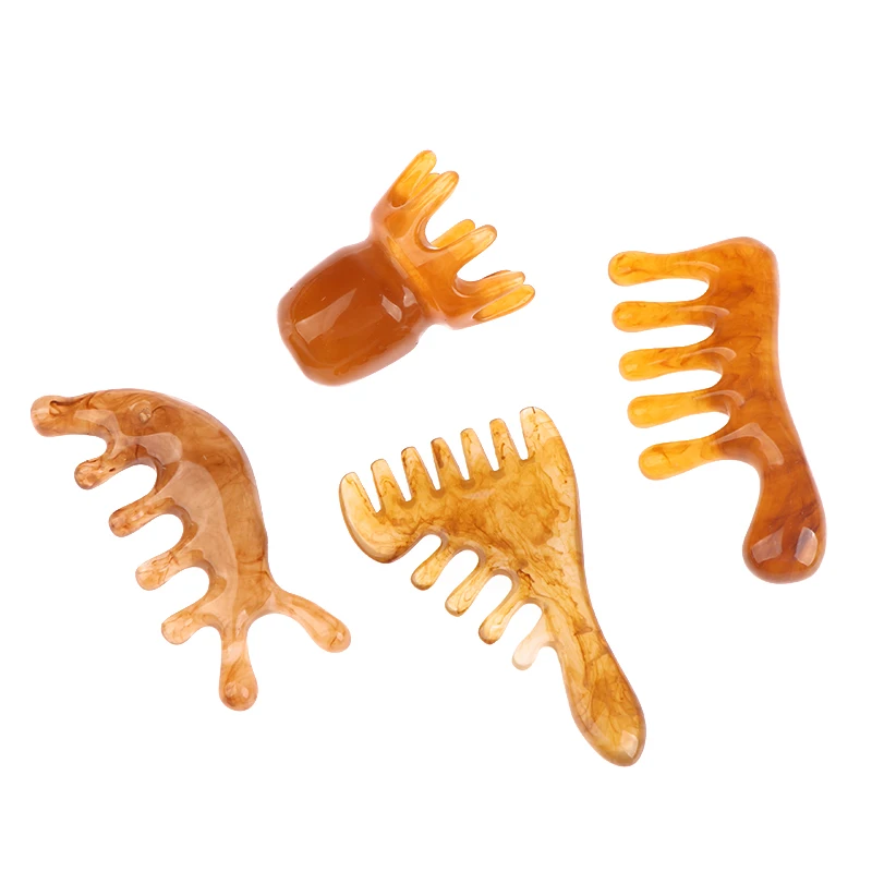 1 Pc Natural resin Horn Pocket Comb Wide Toothed SPA Guasha Scalp Massage Brush Hair Care Tool High Quality