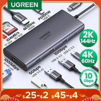 UGREEN 10Gbps USB C HUB 4K60Hz Type-C to HDMI RJ45 PD100W SD&TF USB Adapter for Macbook iPad Samsung Laptop Accessories Docking