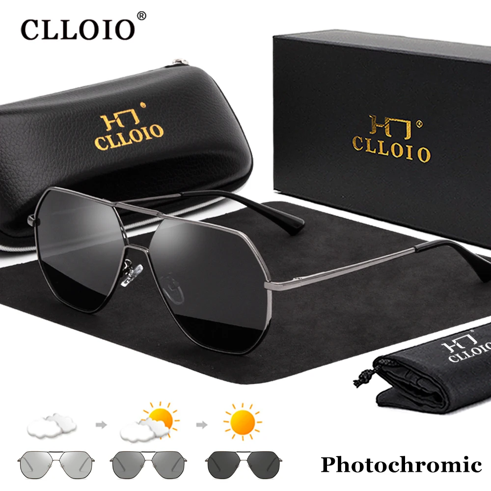 

CLLOIO Fashion Square Photochromic Sunglasses Men Women Polarized Sun Glasses Chameleon Glasses Anti-glare Driving Oculos de sol