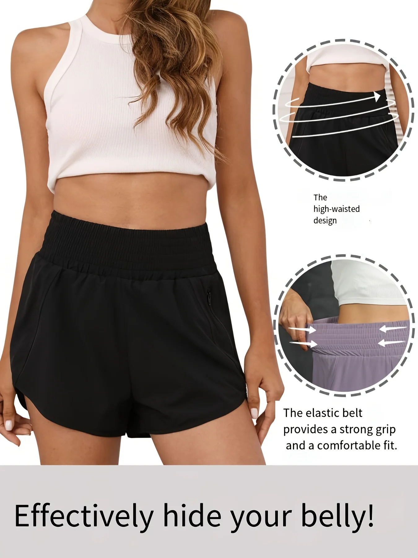 Women's High-Waist Elastic Running Shorts with Pockets Quick-Dry Exercise Sport… - Image 4