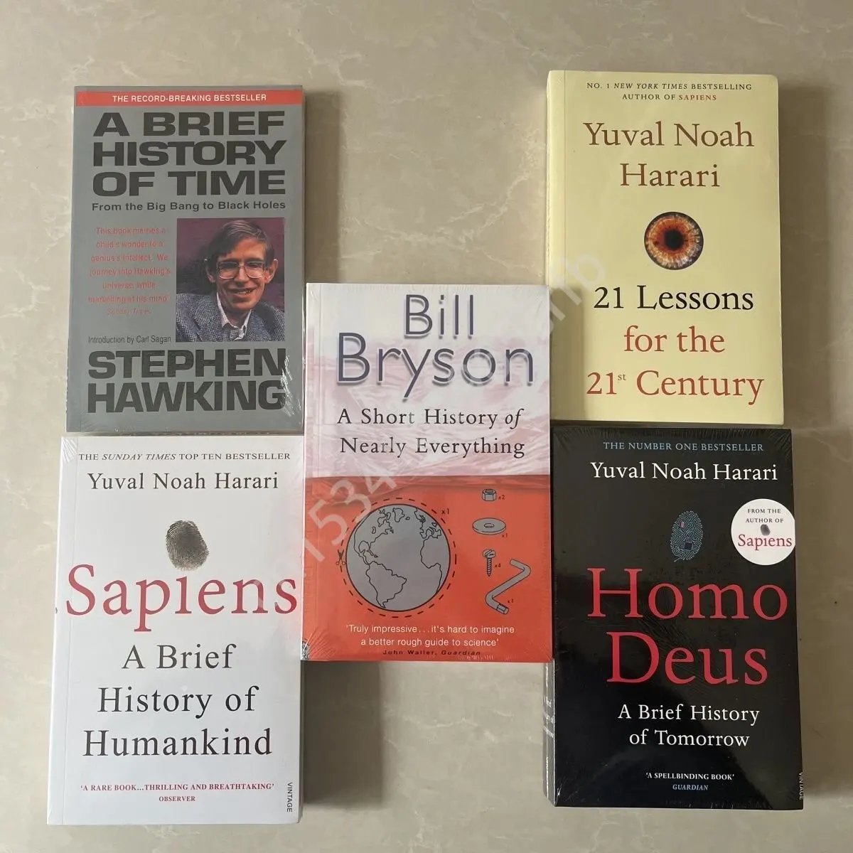 5 Books The Original English Version, A Brief History of Time, A Brief History of the Future, Human Beings, Today, All Things