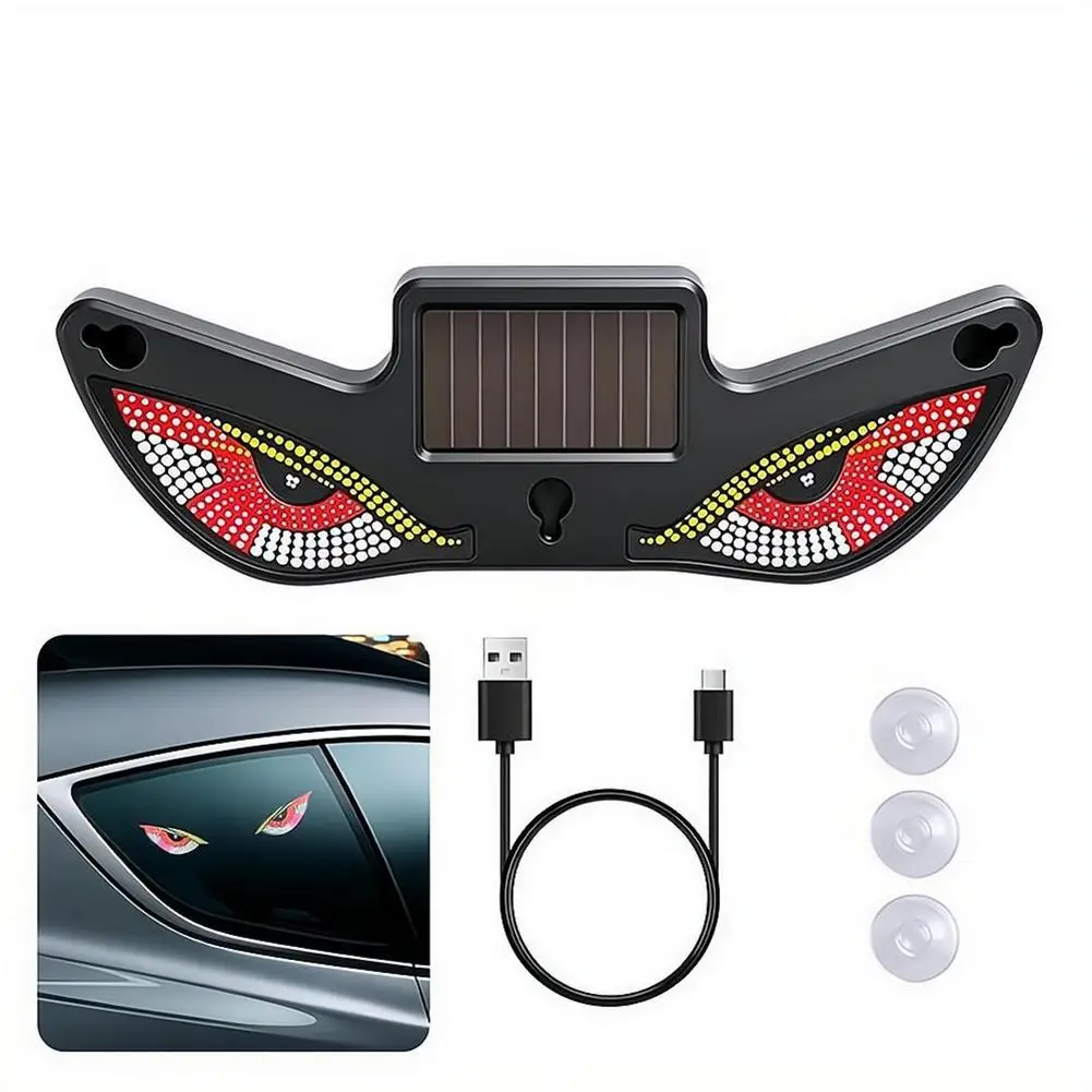 Coole DEMON EYE Ambientebeleuchtung Solar Teufelsauge Leuchtschild für Windschutzscheibe Atmende Neonlichter Auto-Dekoration – Detail 1