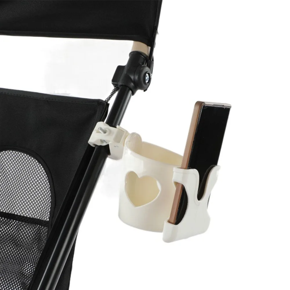 

Baby Stroller Water Cup Holder Baby Pram 2-in-1 Milk Bottle Rack Multi-function Black White Mobile Phone Holder