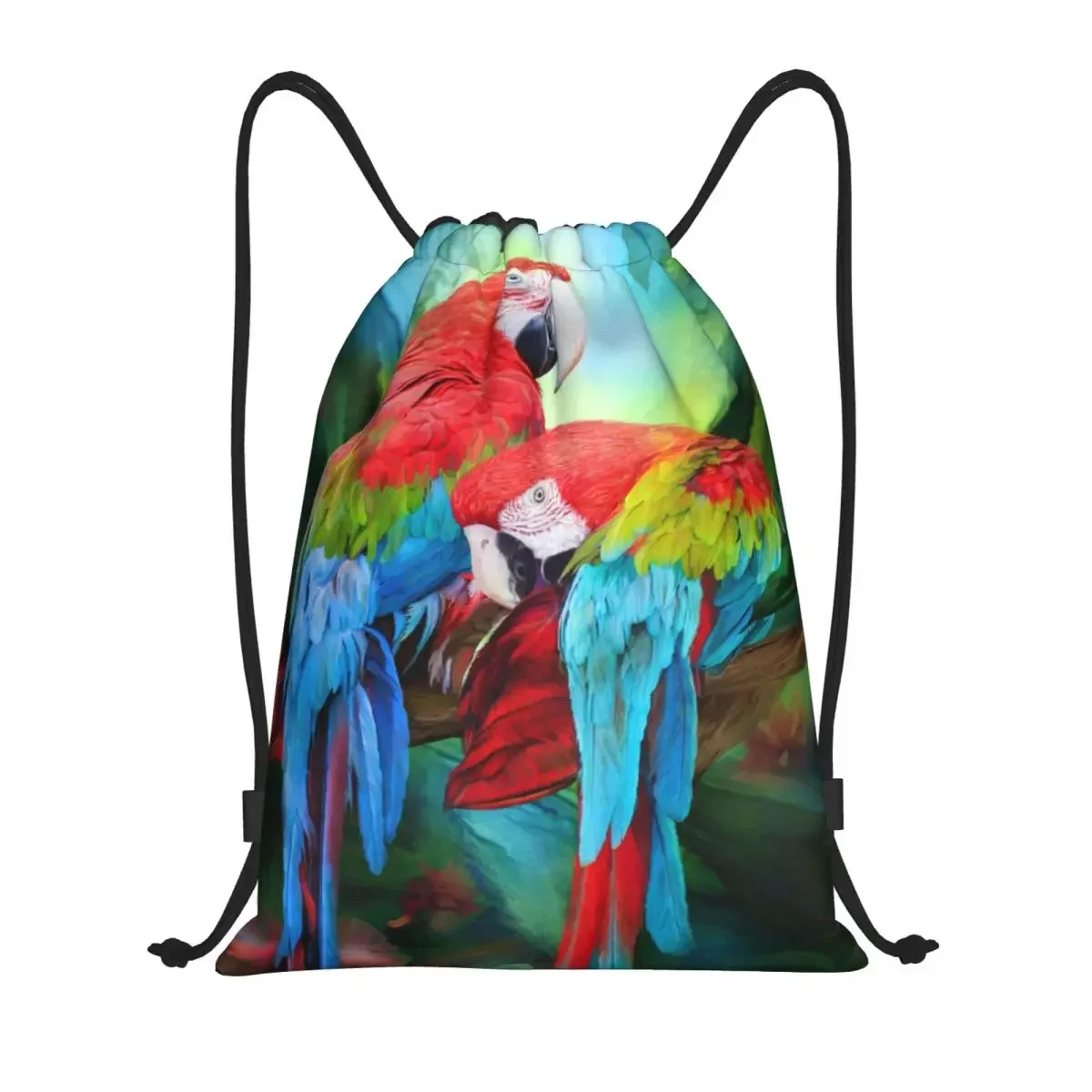 

Tropic Spirits Macaw Parrot Couple Bird Drawstring Backpack Bags Lightweight Tropical Plant Gym Sports Sackpack Sacks Shopping