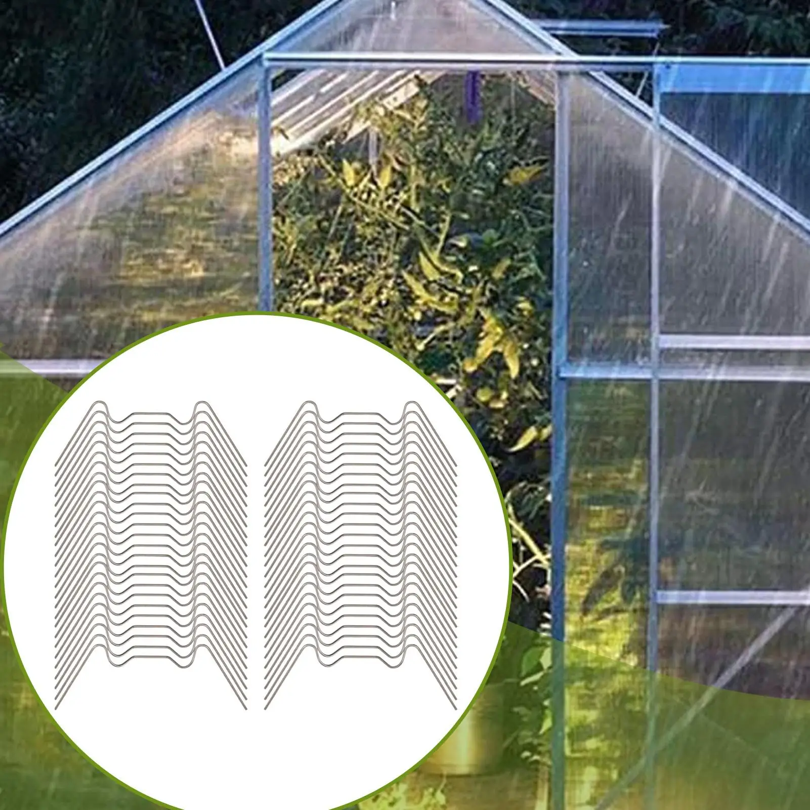 

Greenhouse Glazing Clips Greenhouse Glass Panel Fasteners Rust-Proof Clamps W Shape Fixing Wire For School Programs Agricultural