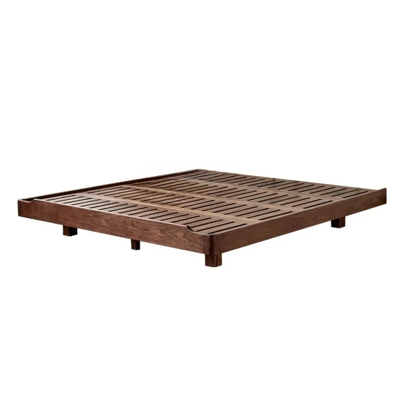 

orth American black walnut no bedside suspended Japanese-style short bed full solid wood bed frame