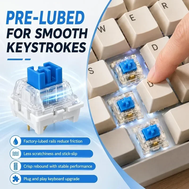 20–100 Stück Tastaturschalter, Tastatur-Klicker, Tastenersatz, 3-poliger taktiler Schalter, Tastatur-Ersatzzubehör und Clip – Detail 14