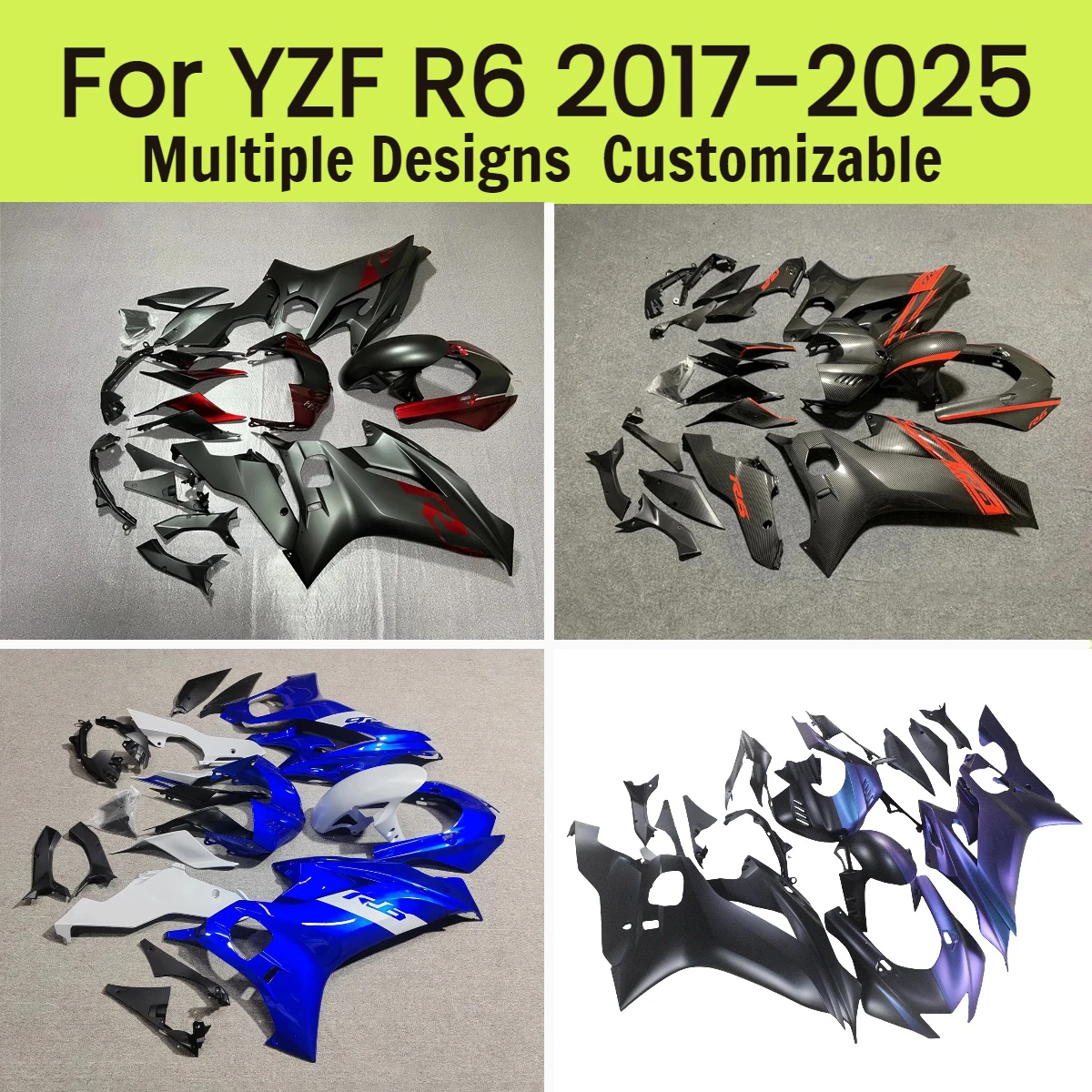 For YZF R6 2017-2025 RJ27 600cc Replacement Fairing Kit Injection Moulded ABS Bodywork Panels Covers Spares Sets Parts