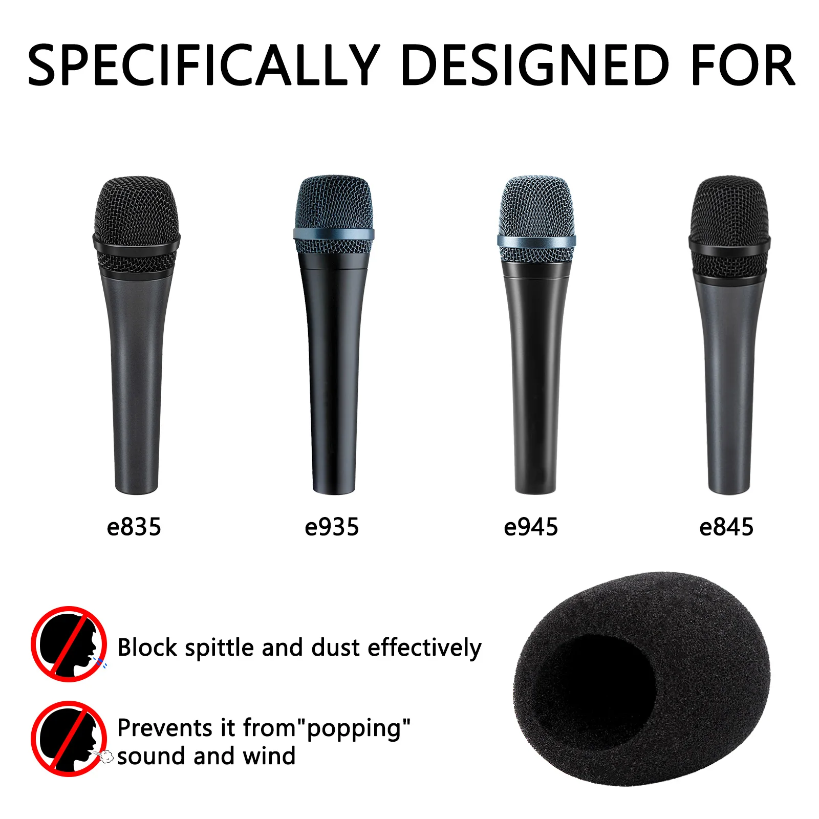 Geekria for Creators Foam Windscreen Compatible with Sennheiser E 935, E 945, E 835, E 845-S Microphone Antipop Foam Cover