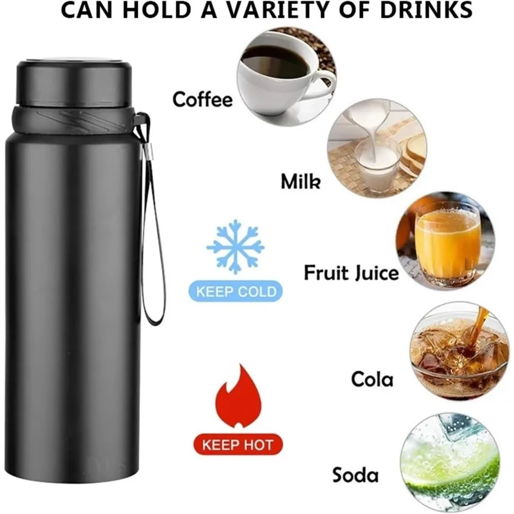 1000ml Stainless Steel Insulated Water Bottle Keeps Drinks Hot or Cold for Hours with Lid Intelligent Water Cup Drinkware