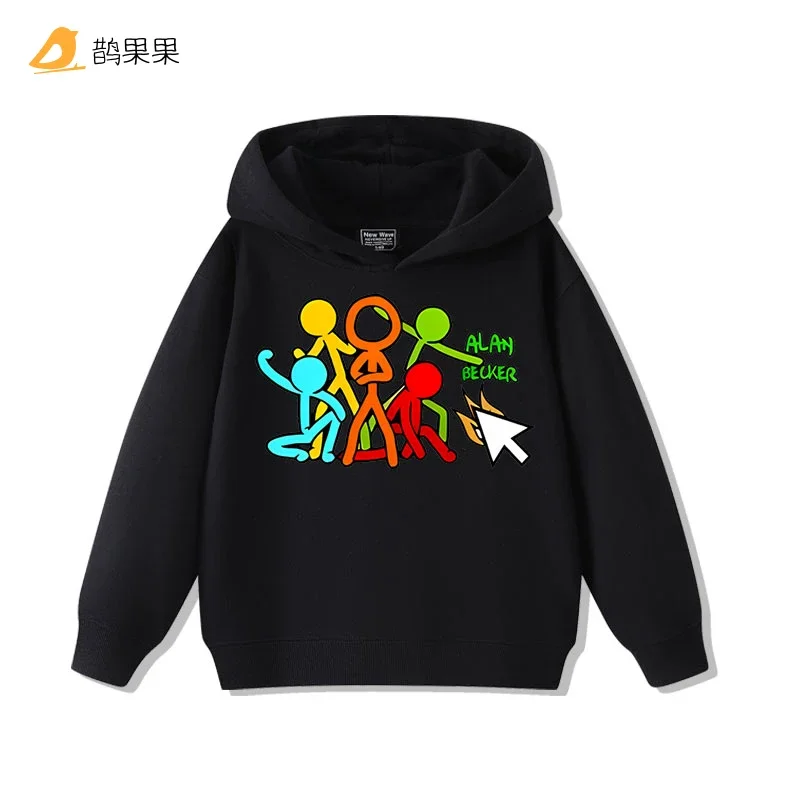 Alan Becker Stickman Set a cinque colori + Felpa con cappuccio Alan Mouse per ragazzi e ragazze Xiu'xian Top Cappotto versatile autunnale