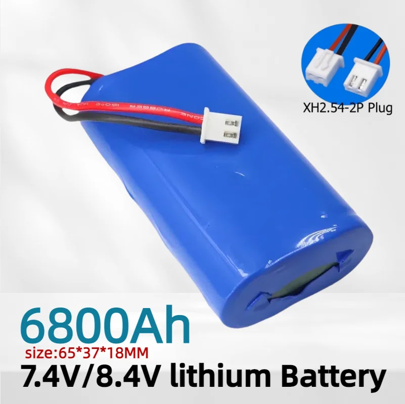 

Литиевая батарея 7.4В 6.8Ач 18650 с платой защиты (PCB) и разъемом XH2.54-2P, перезаряжаемый аккумулятор 8.4В 6800мАч для небольших вентиляторов, колонок и DIY-проектов
