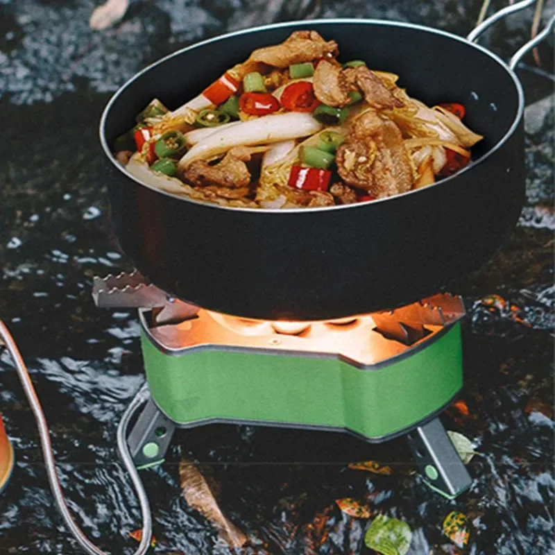 Cuisinière à gaz fendue portable, four 7 étoiles, réchaud durable, extérieur, décontracté, feu sauvage, Butane, vequefaction