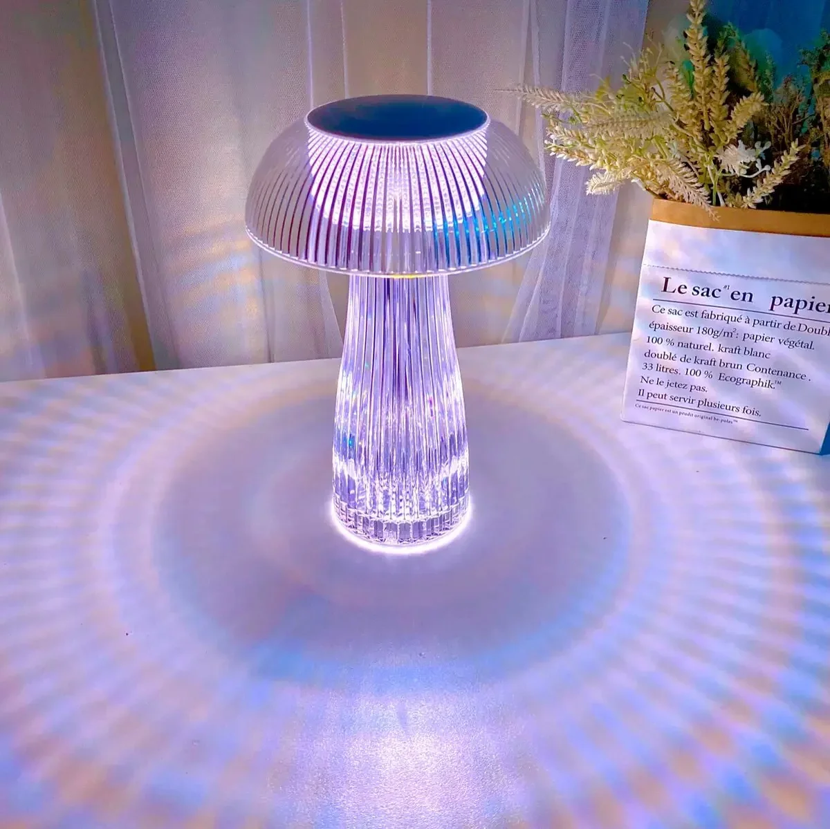 16 Color LED Crystal Mushroom Table Lamp Stunning Ambient Light Touch Night Light for Restaurant Cafe Bar Living Room Bedroom
