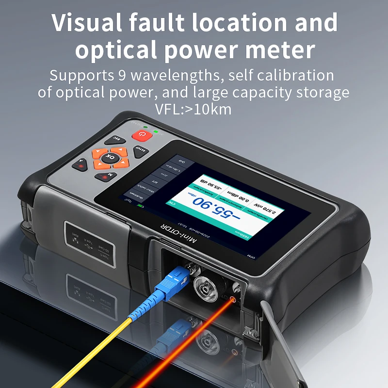 KP800 OTDR 100KM 24/22dB 1310/1550nm Optisches Zeitbereichsreflektometer Multifunktionales Touchscreen-Glasfaser-Tester-Tool