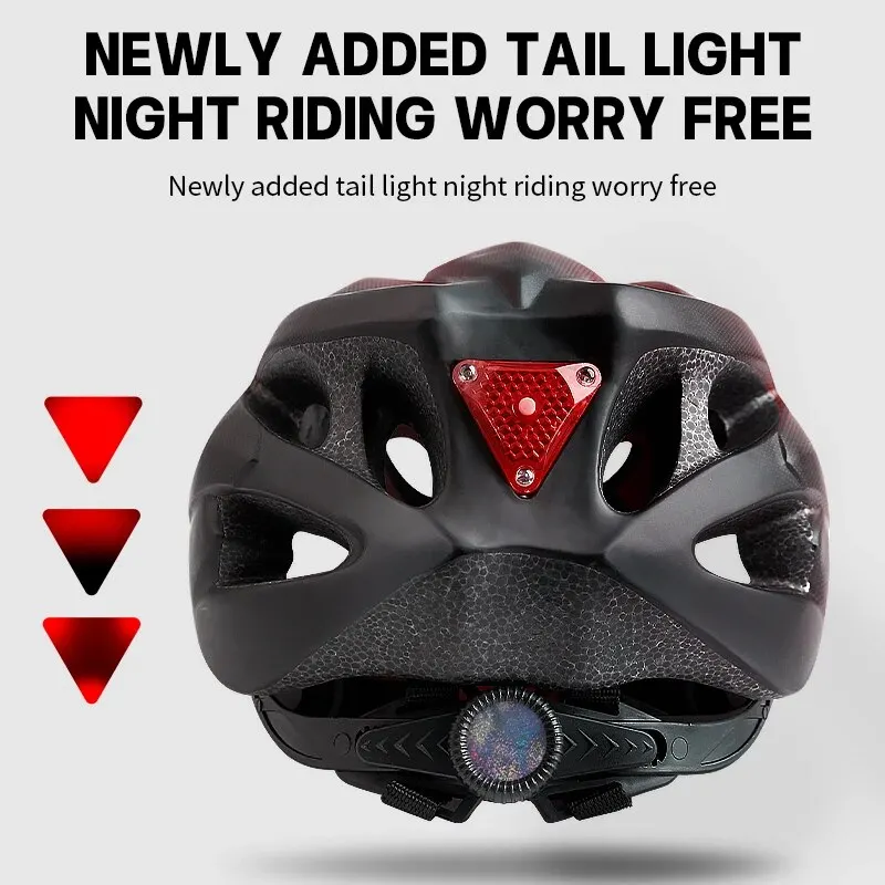 Bike Helmet with LED Tail Light Adult Cycling Helmet Fit 58-62cm Lightweight Breathable Colorful Bicycle Helmets Accessories