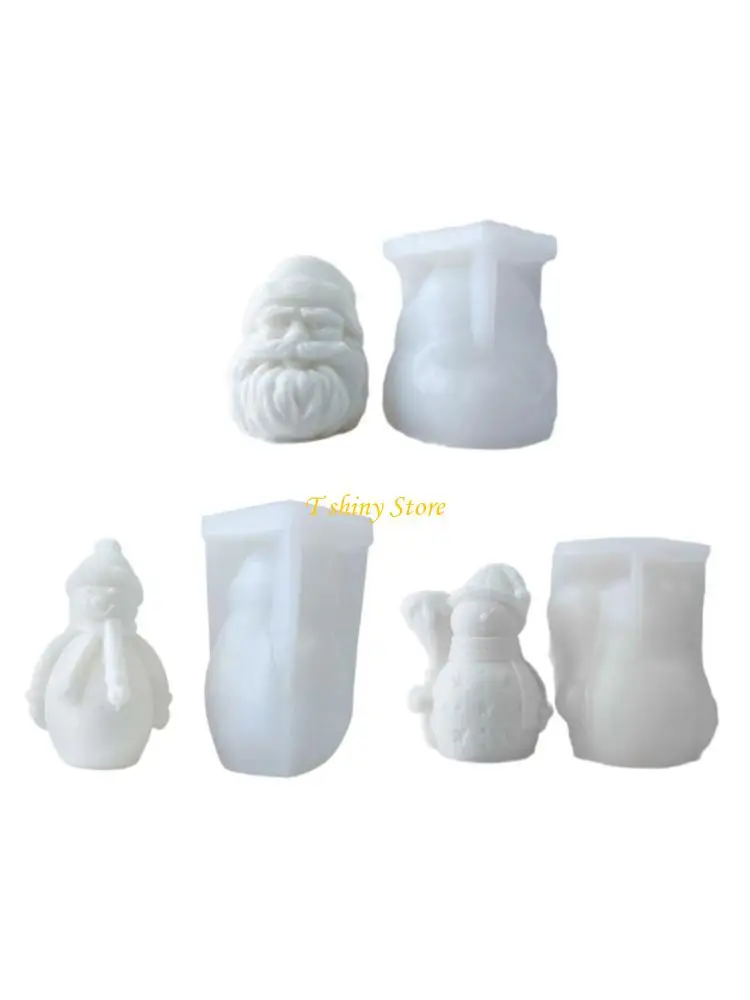 N58F Santa Mold Festive Silicone Mold Beautiful Holiday Snowman Molds