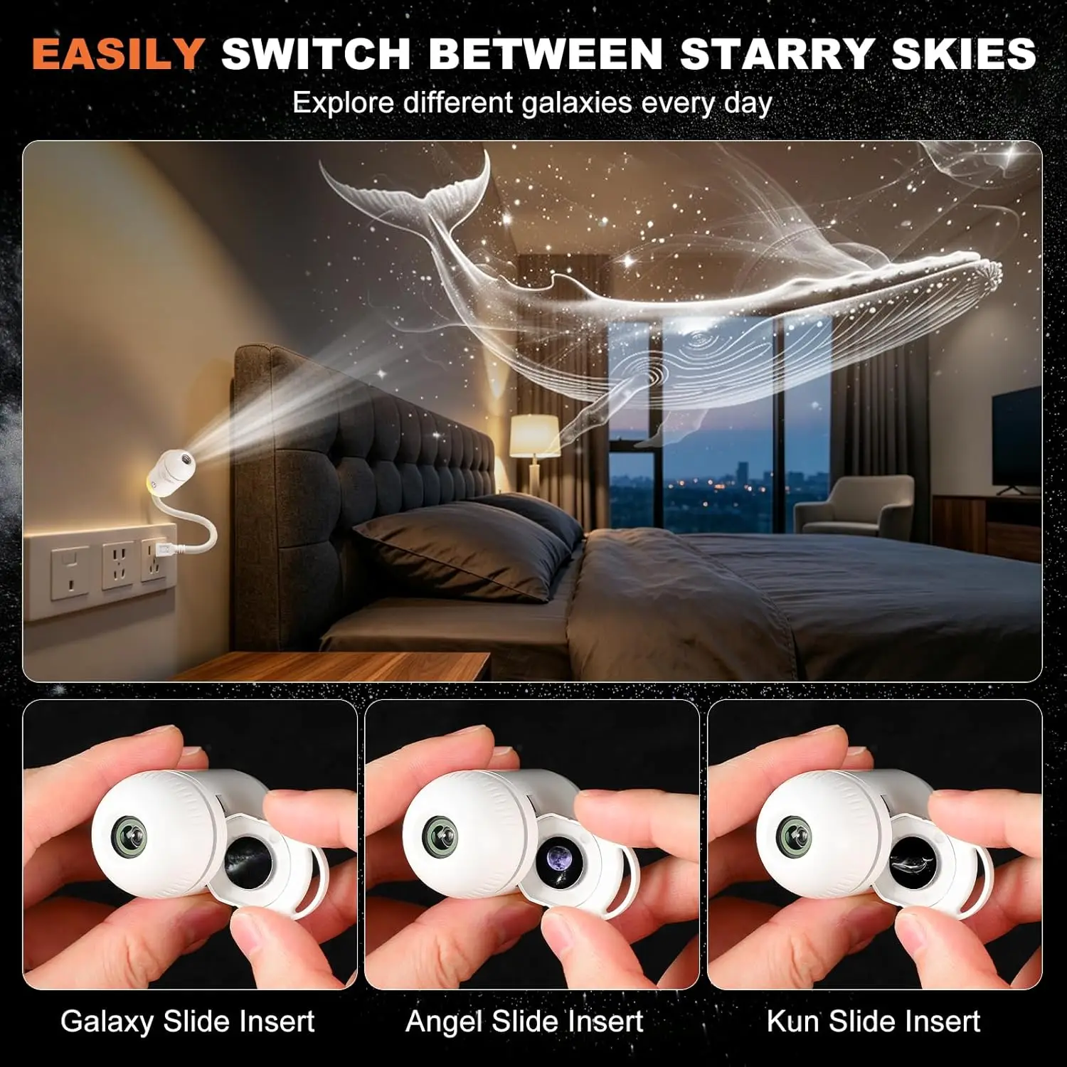 Galaxy Projector Night Light, Star Projector USB LED Starry Sky Ceiling Lamp Discs 360° Adjustable Planetarium for Room Home view 4