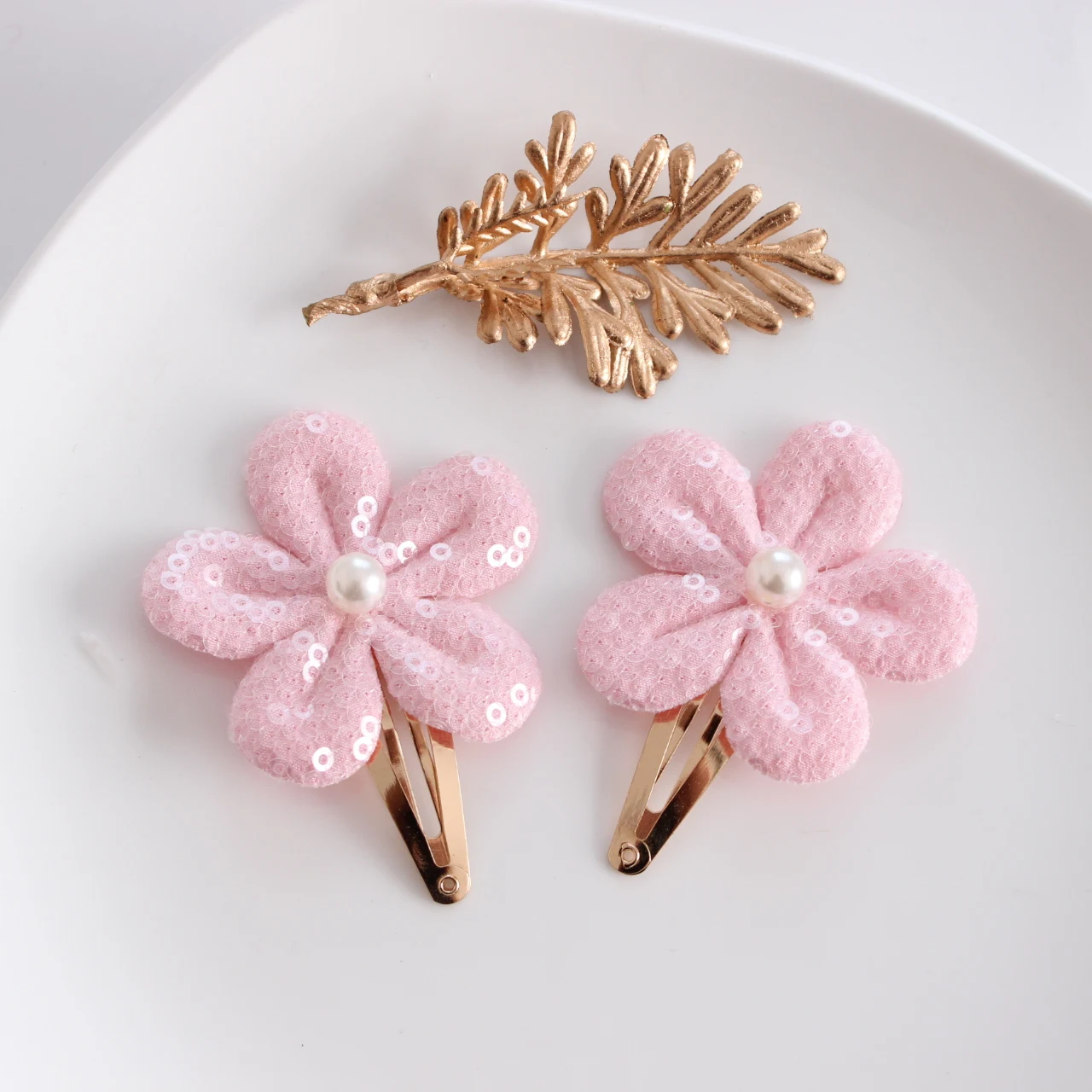 Cute Baby Clips Kids Girls Sequins Flower Pin BB Hair Headwear 2 PCS