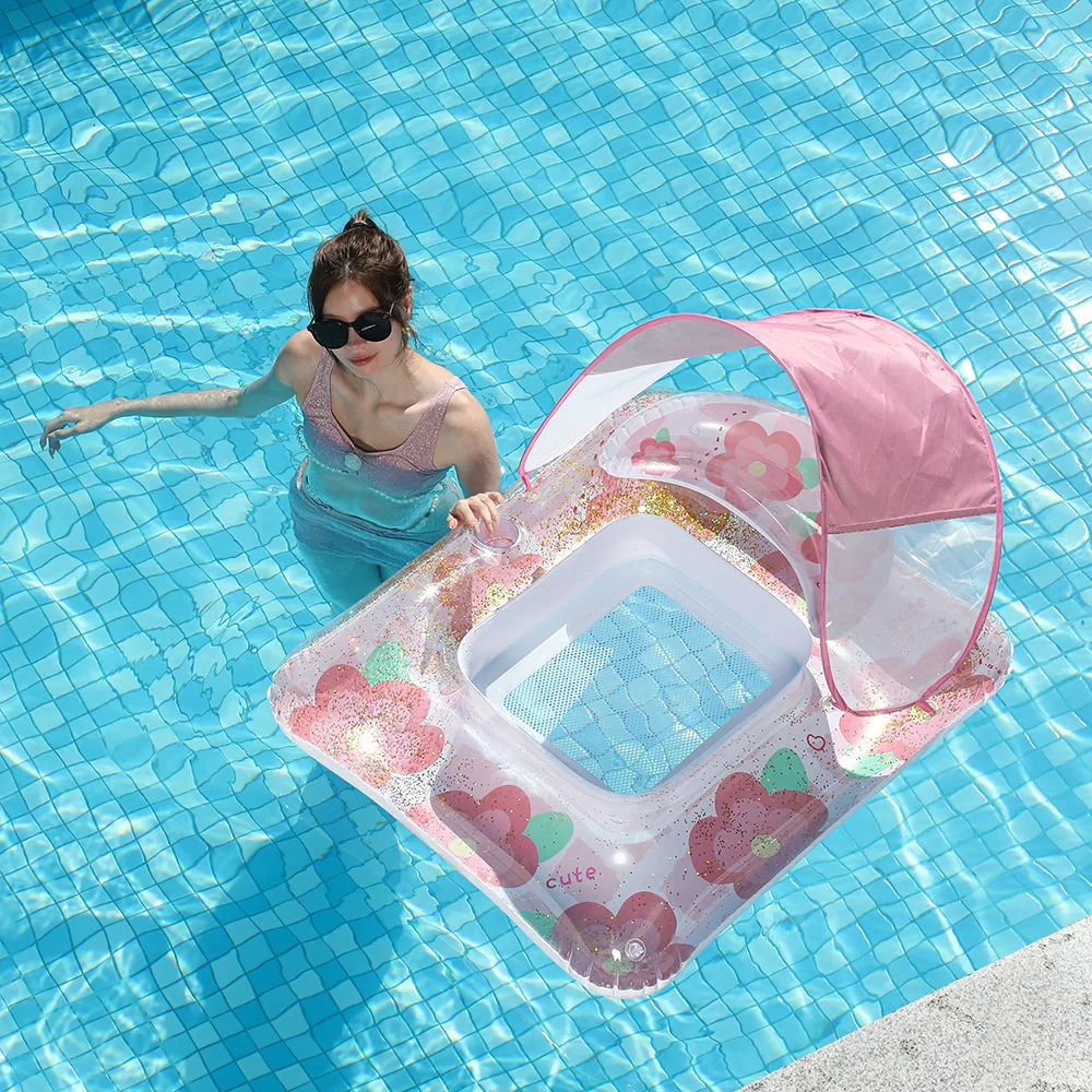 

Swimming Pool Awning Floating Bed Inflatable Floating Row Men's and Women's Water Floating Loungers Thickened PVC Floating Bed